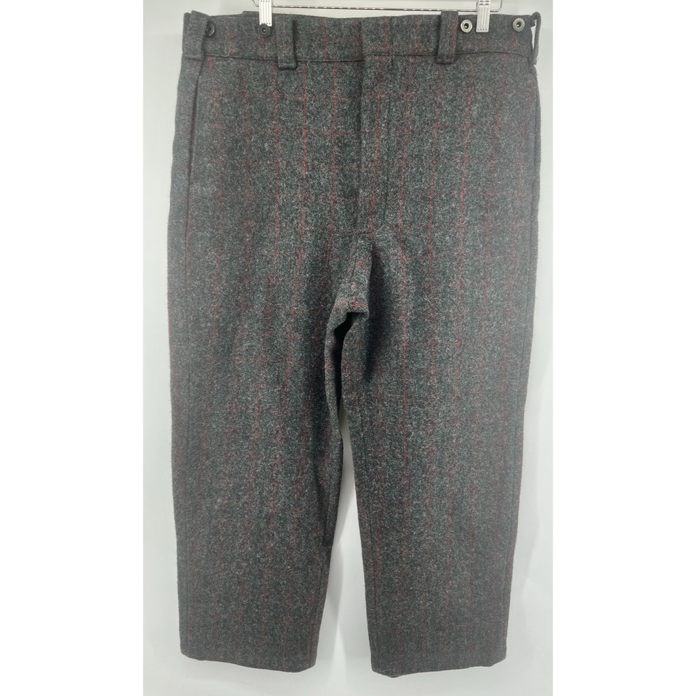 Woolrich Wool Blend Pants Gray Red Plaid 40 30" Inseam Straight Leg
